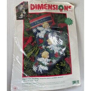 Vintage Dimensions Angel Trio Christmas Stocking Counted Cross Stitch Kit